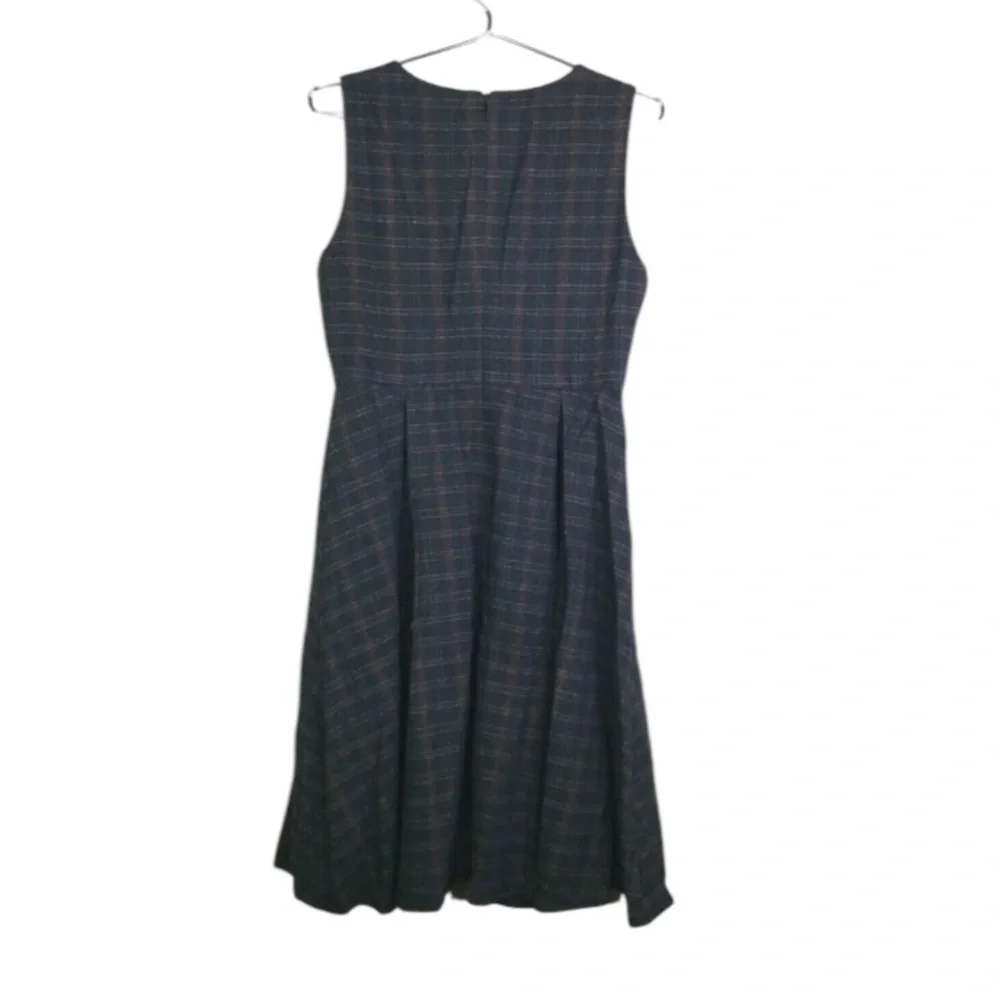 Modern Vintage Plaid Tartan Blue Sleeveless Dress SZ S - Picture 8 of 8